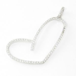 Vintage 14 Karat White Gold Diamond Heart Pendant #4825